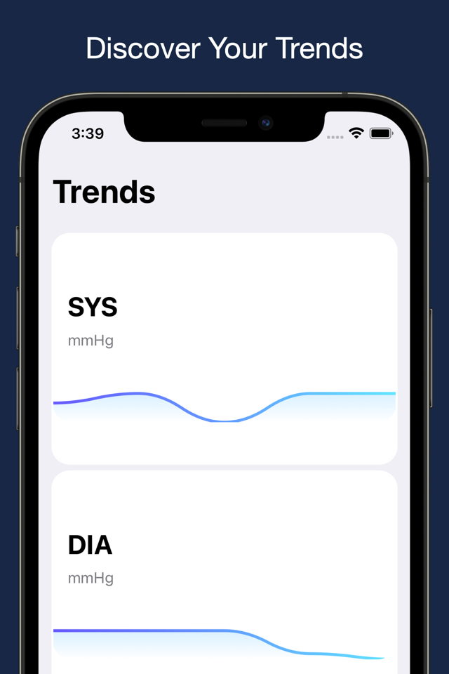 Blood Pressure Monitor Diary iOS app running on an iPhone