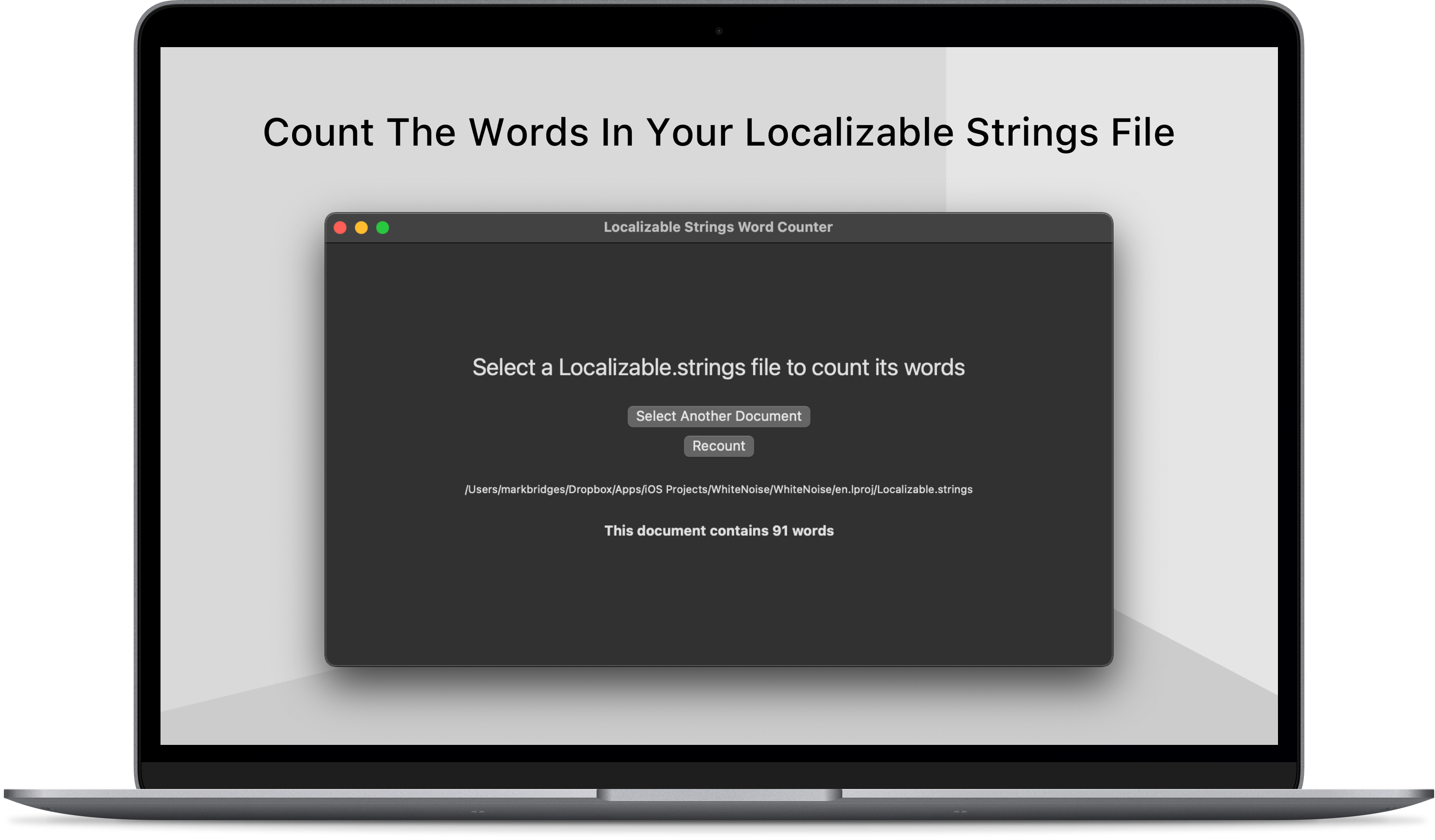 Localizable Strings Word Count macOS app