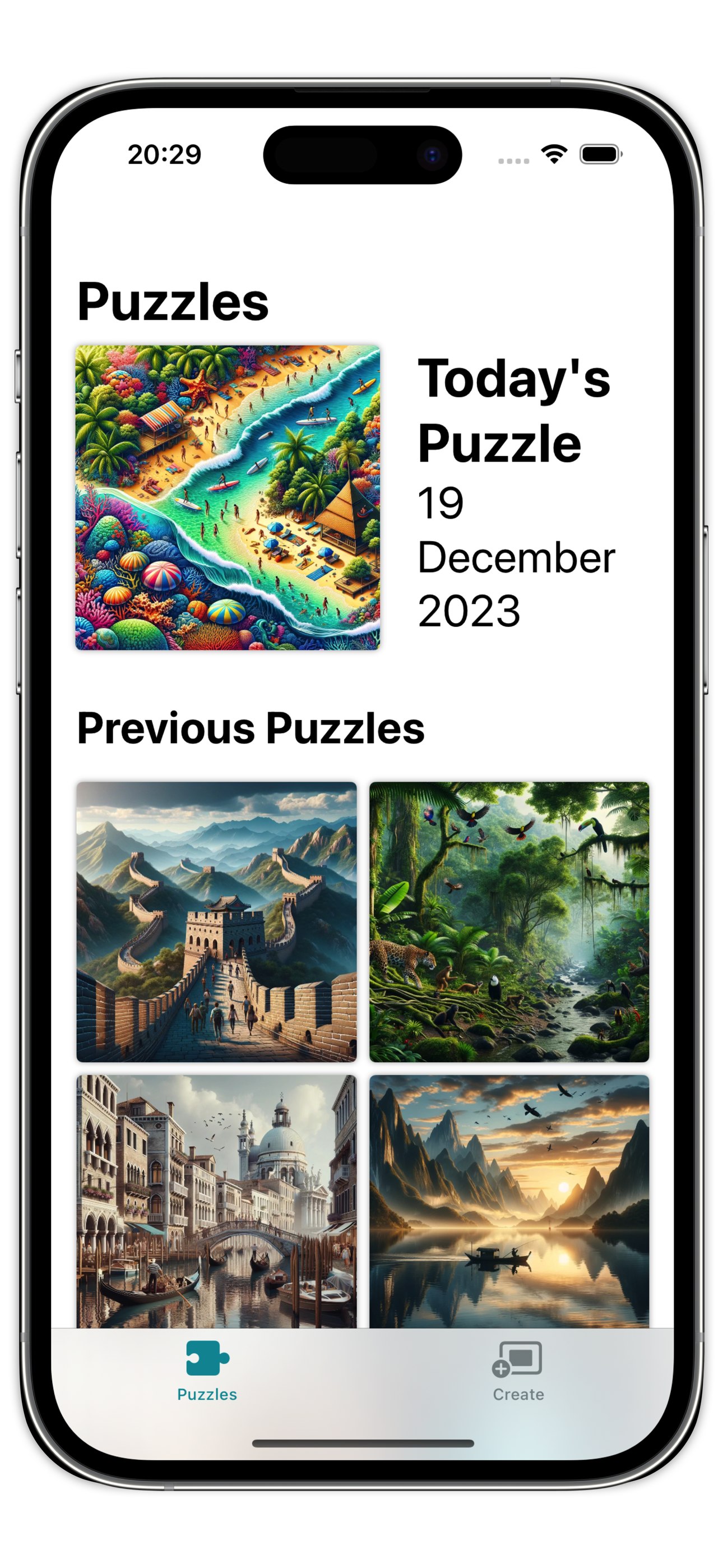 Puzzles Daily App Running On iPhone