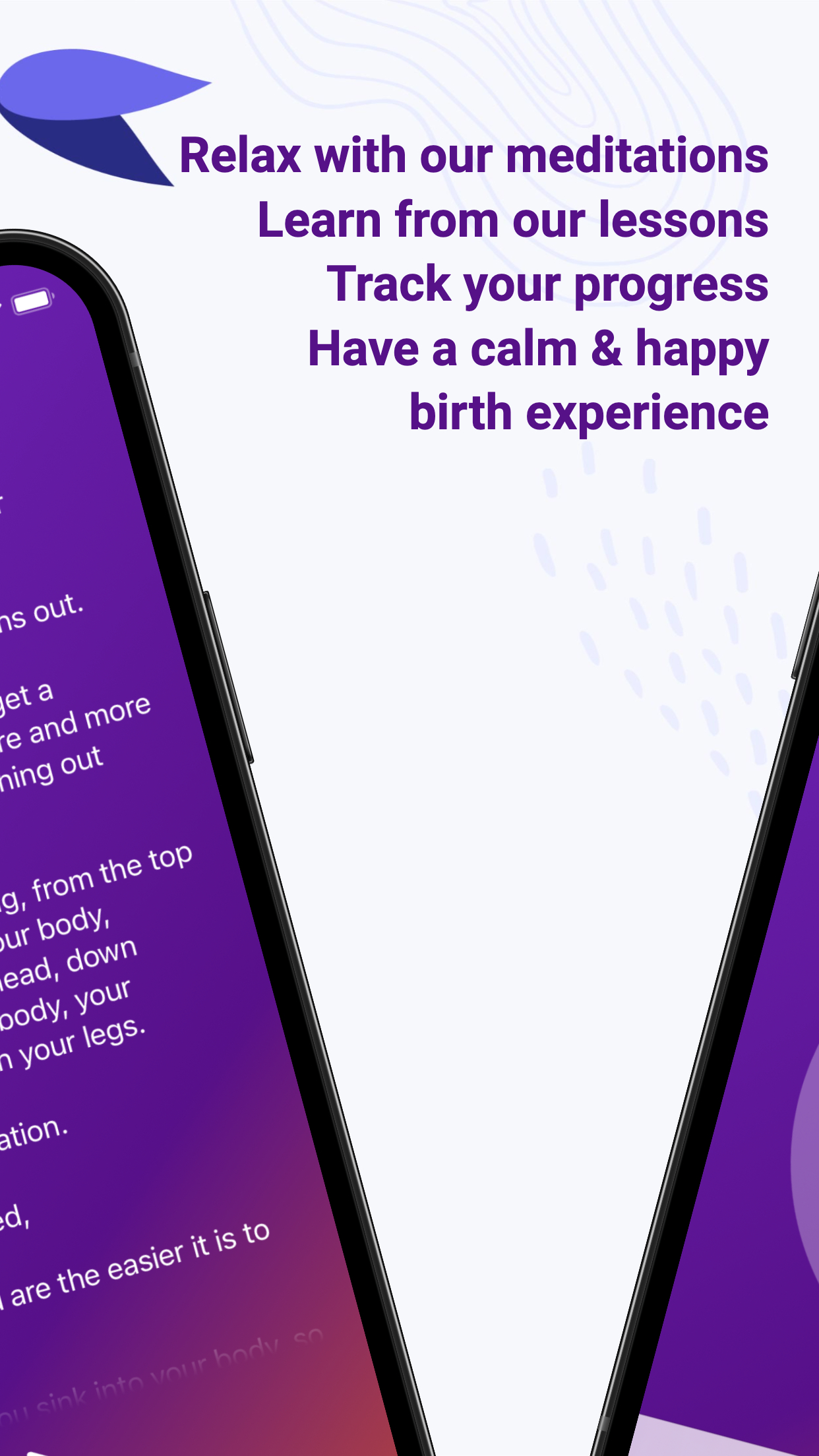 Hypnobirthing Baby  iOS app running on an iPhone