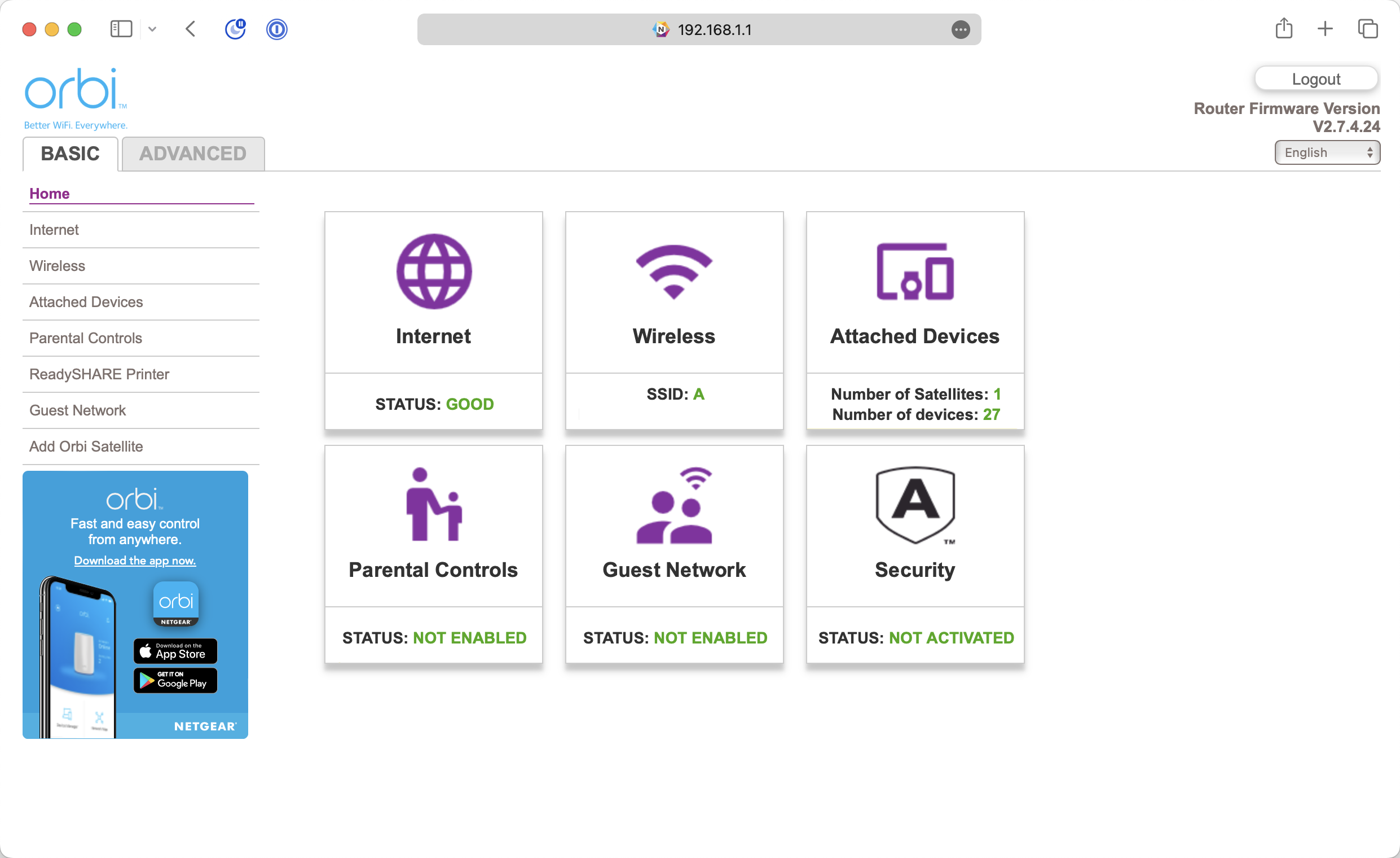 Router admin panel