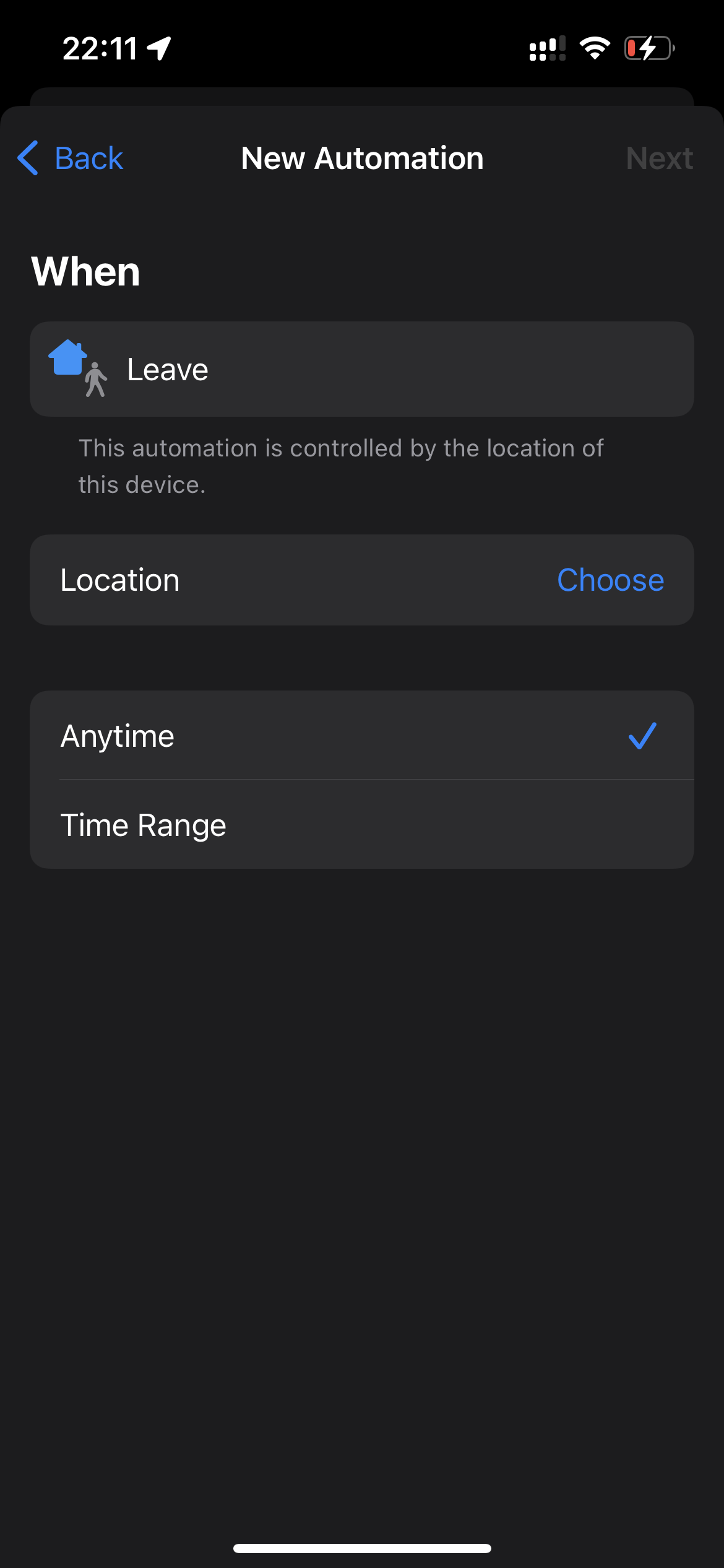 Configuring an Off shortcut, step 5