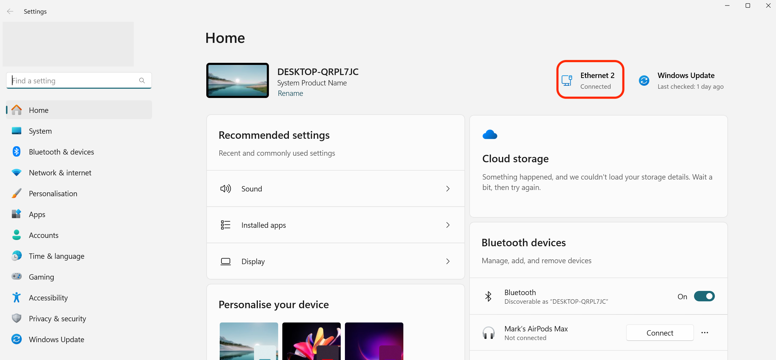 Accessing Network Settings in Settings