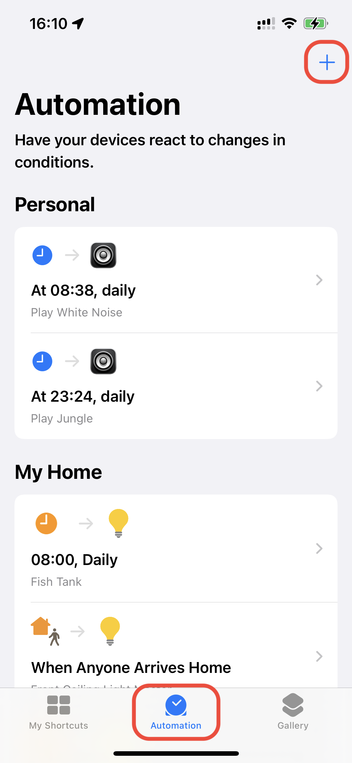 Configurar una alarma de White Noise, paso 2